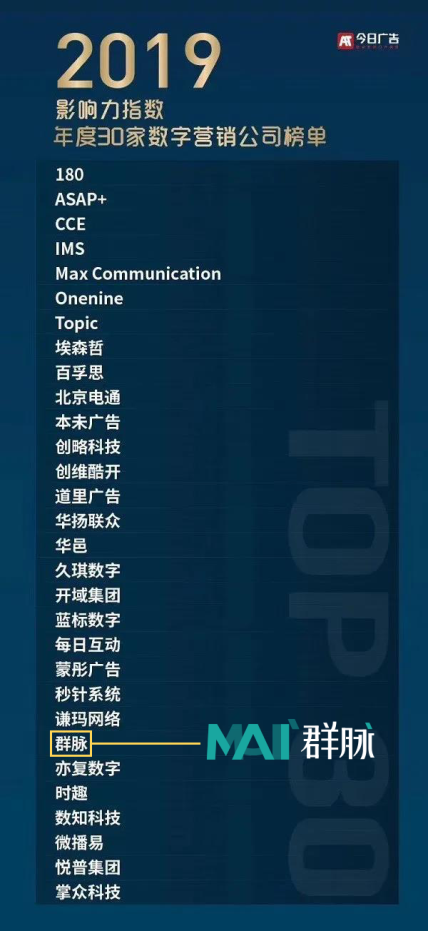 群脈斬獲第三屆DMAA年度30家數(shù)字營(yíng)銷公司