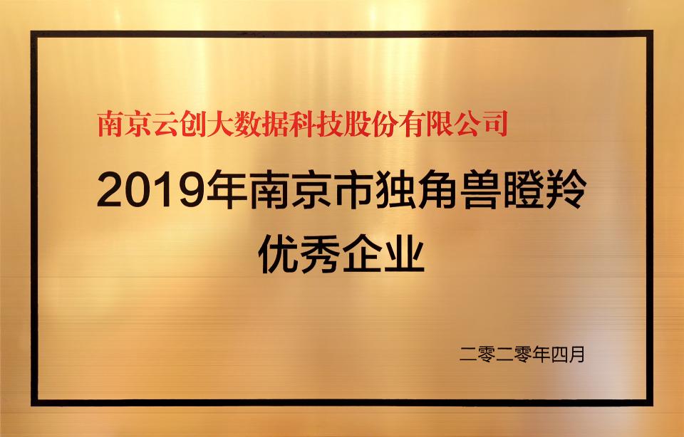 喜訊！云創(chuàng)大數(shù)據(jù)膺選“2019年南京市獨(dú)角獸瞪羚優(yōu)秀企業(yè)”！