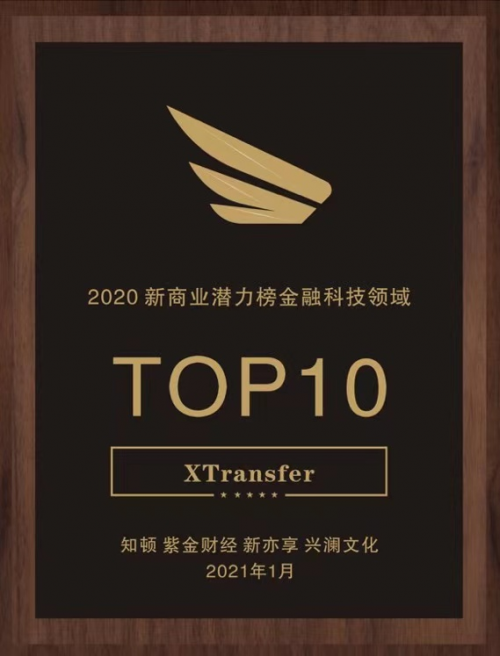 入榜“2020新商業(yè)潛力榜金融科技領(lǐng)域TOP10”，XTransfer再獲認(rèn)可