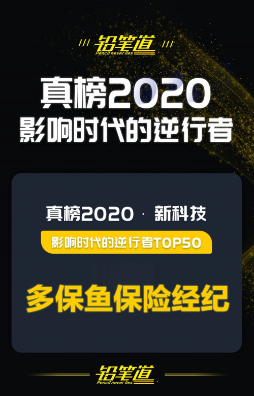 多保魚實力上榜鉛筆道2020年度新科技·影響時代的逆行者TOP50