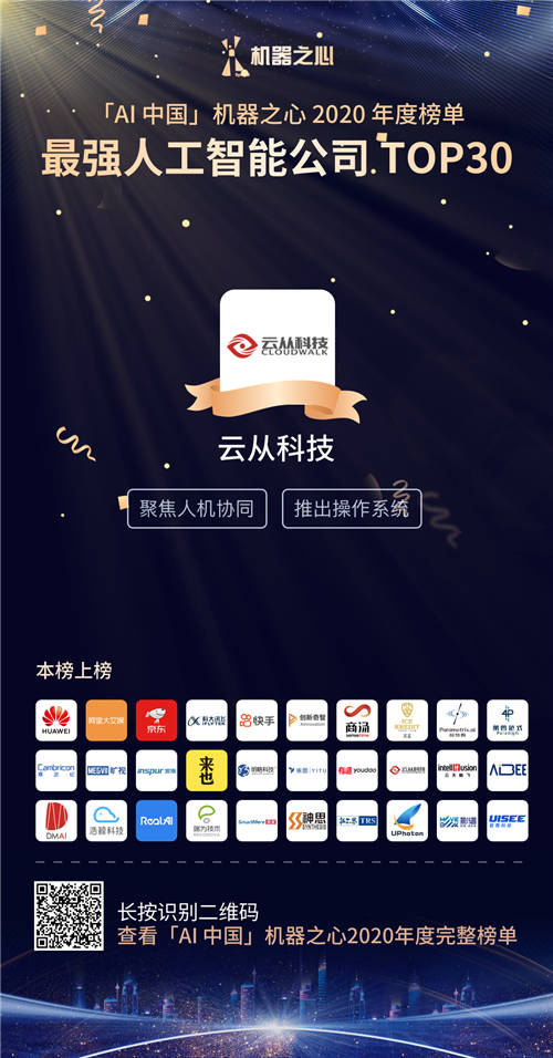 云從科技榮膺最強人工智能TOP30