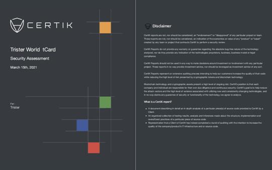 CertiK完成對Trister World首個NFT項目tCard的合約安全審計