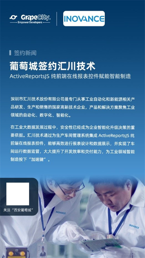 葡萄城攜手匯川技術(shù)，ActiveReportsJS報表控件賦能智能制造