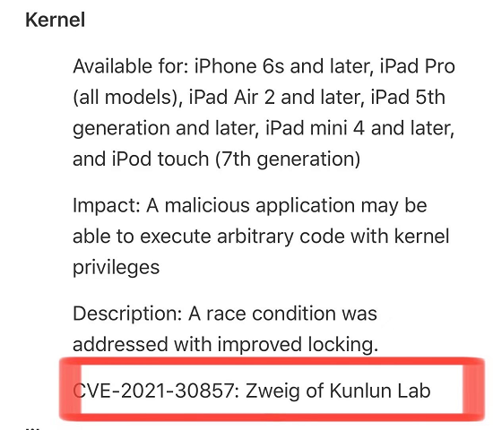 iOS 15全球更新，昆侖實驗室協(xié)助修復(fù)高危漏洞獲蘋果官方致謝