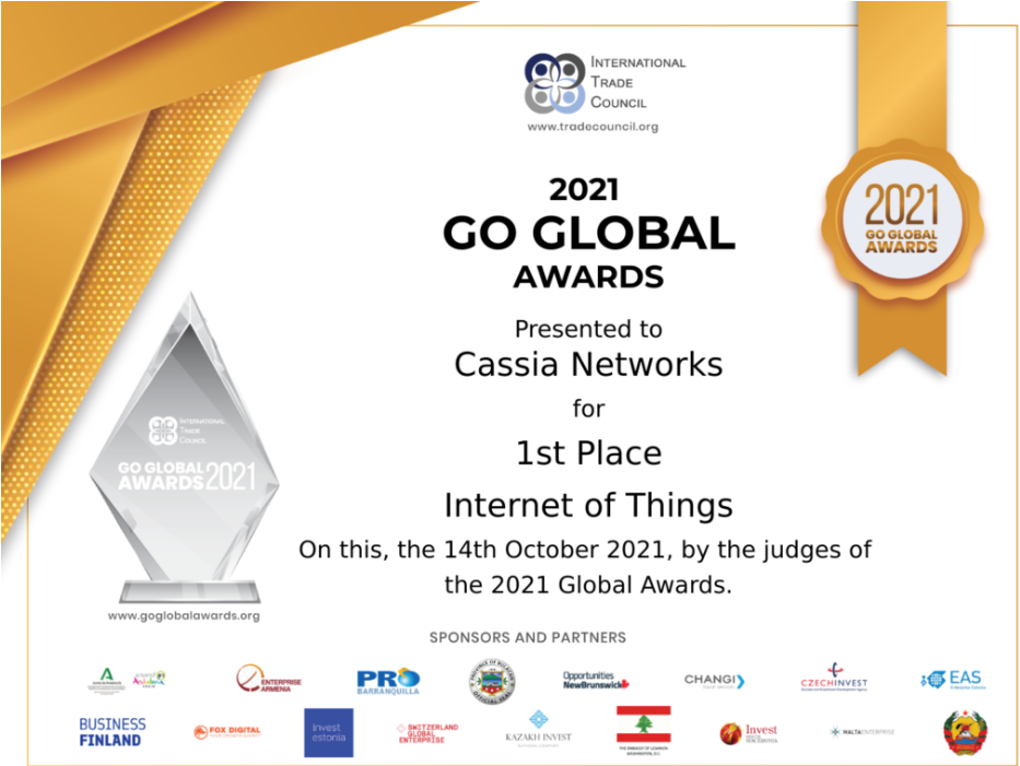 桂花網(wǎng)(Cassia Networks)榮獲國際貿(mào)易理事會“2021 Go Global Awards”物聯(lián)網(wǎng)類金獎