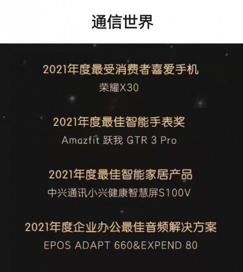 榮耀X30獲“2021年度最受消費(fèi)者喜愛手機(jī)”獎，新年換機(jī)就選它！