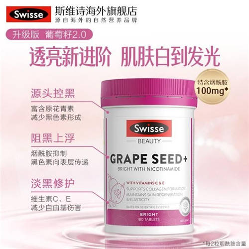 Swisse葡萄籽煙酰胺片配方創(chuàng)新升級，重塑透亮美肌