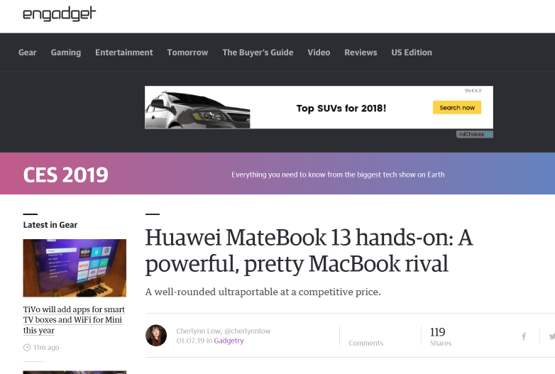 再奪權(quán)威CES大獎(jiǎng)！HUAWEI MateBook 13出?！傲羷Α保瑢?shí)力爆紅