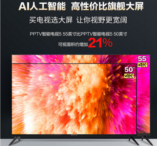 PPTV智能電視樹立行業(yè)典范,55寸電視將進入千元時代