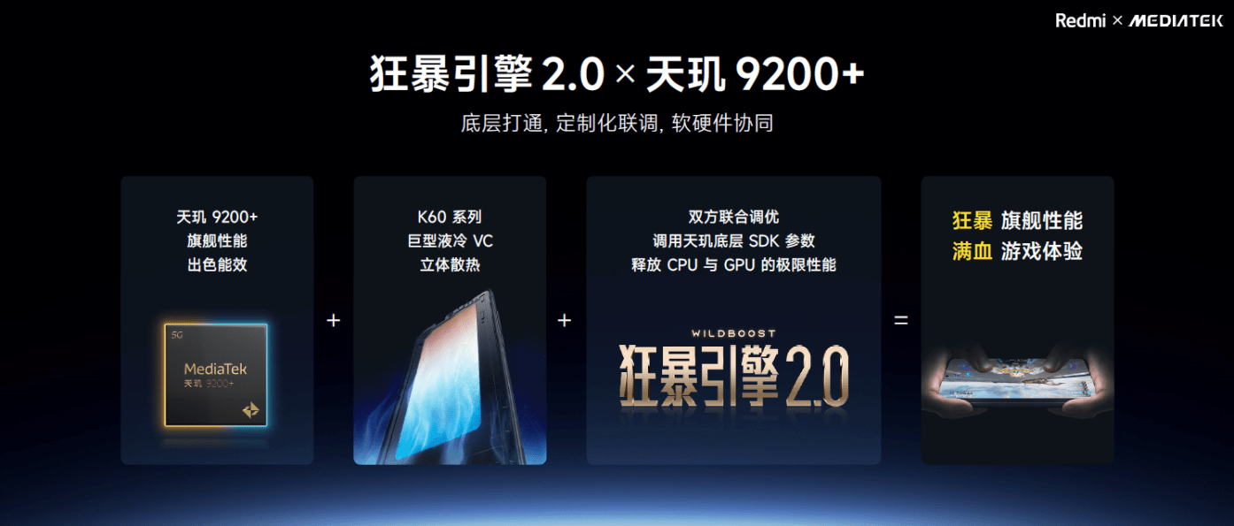 狂暴引擎2.0打通天璣9200+，紅米K60至尊版性能和游戲體驗(yàn)穩(wěn)了