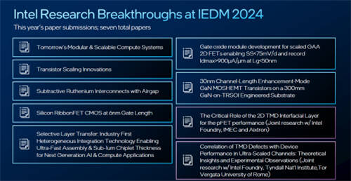 英特爾IEDM 2024技術(shù)突破：超快速芯片間封裝、業(yè)界首創(chuàng)晶體管、減成法釕互連